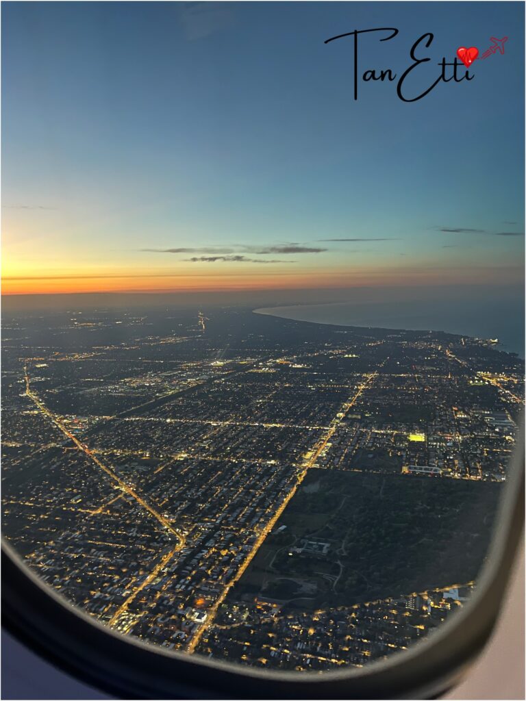 Abendanflug in Chicago