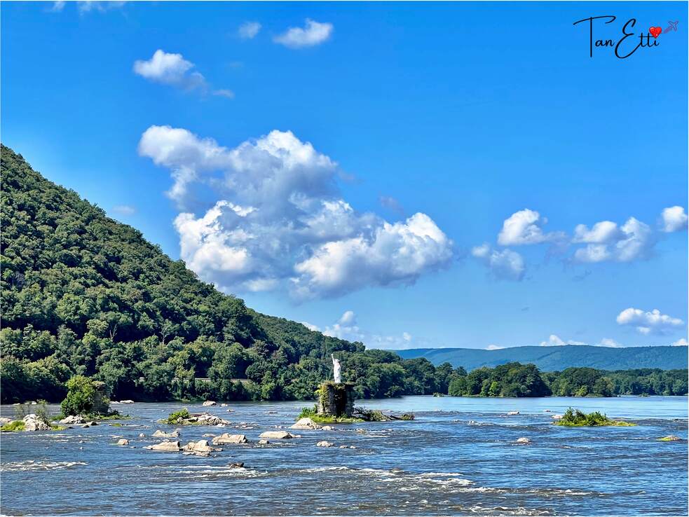 Das Replika der Freiheitsstatue von einem privaten Erbauer im Fluss von Harrisburg