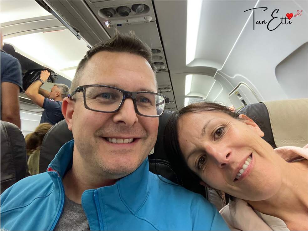 Selfie im Flugzeug nach Barcelona