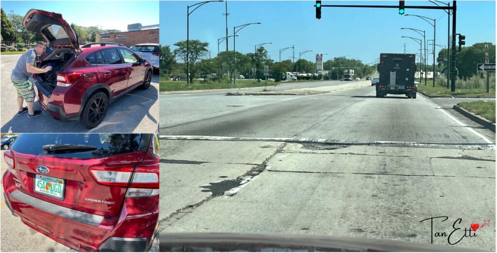 Unser Auto und die Strassen ausserhalb von Chicago