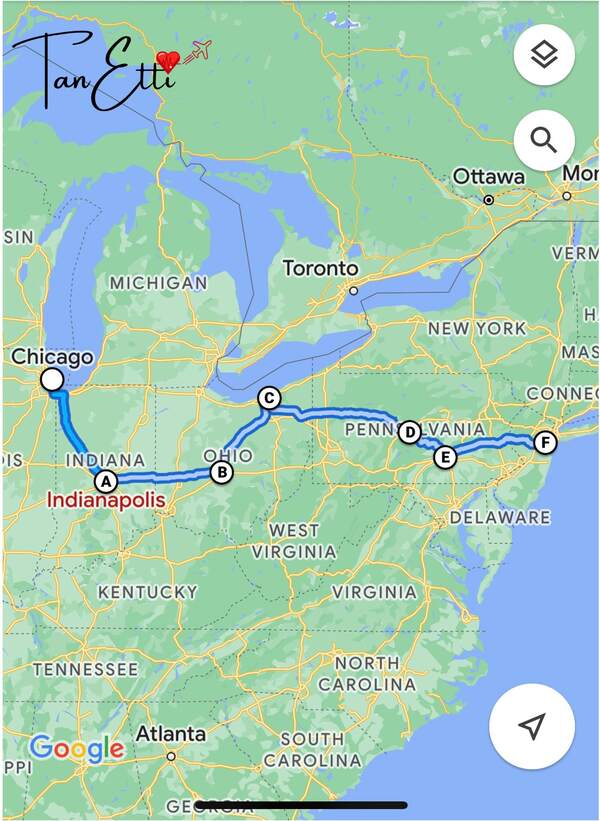 Unsere Roadtrip Route